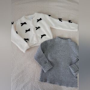 Charming Kids Cardigan and Sweater Set in White and Gray